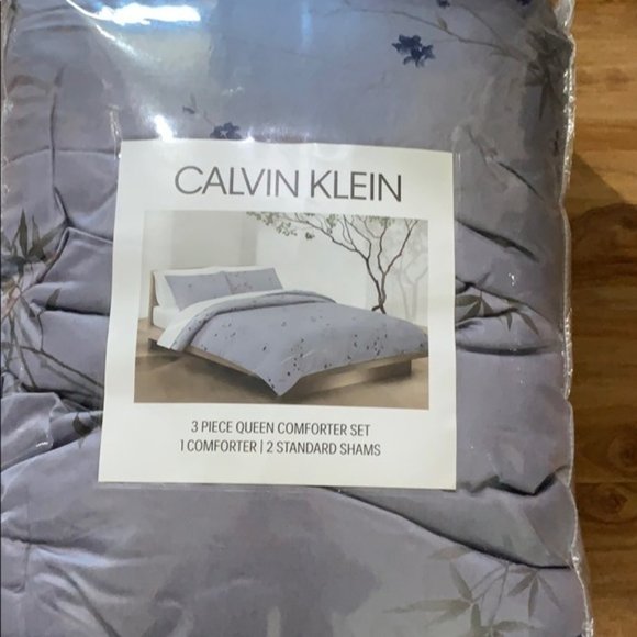 Calvin Klein Bamboo Flower Queen Comforter+2Shams! - Picture 2 of 7